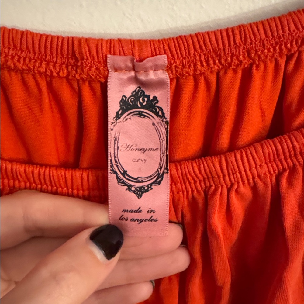 Honeyme Off-Shoulder Orange Mini Dress - Picture 2 of 4